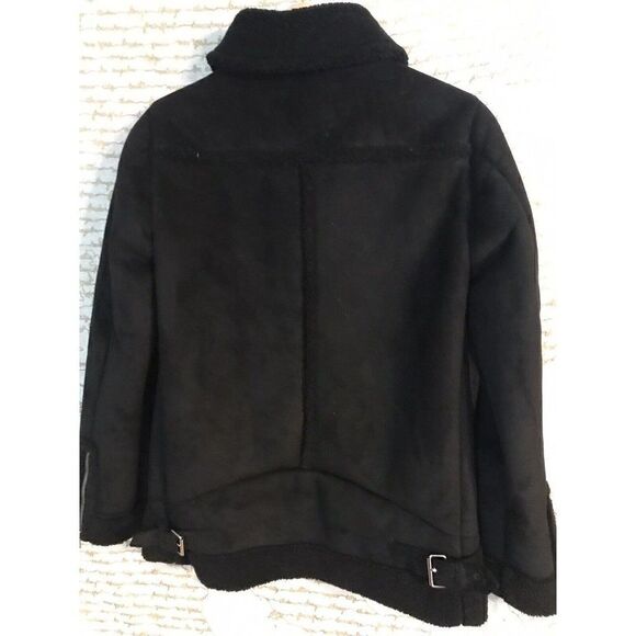 Loft Faux suede Sherpa Black Moto jacket Brand New With Tags NWT $210 2021 - Picture 9 of 14